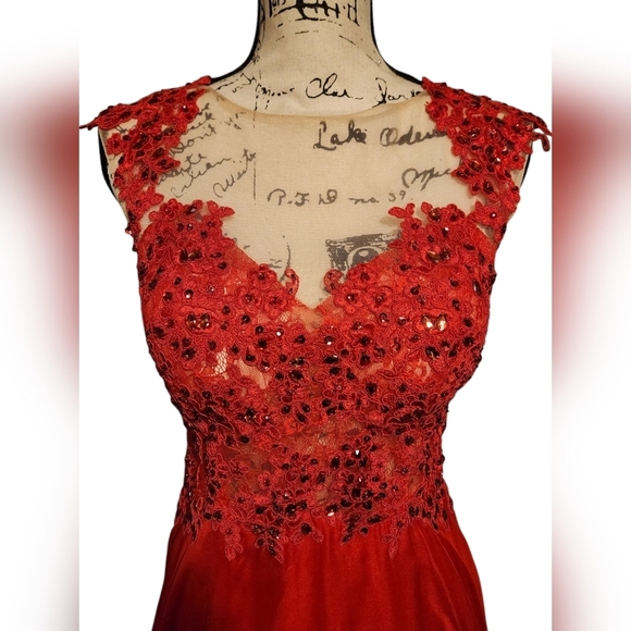 Aspeed Red Lace Prom Dress - Picture 4 of 8
